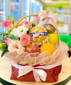 Giò quà tặng quả kèm hoa M03